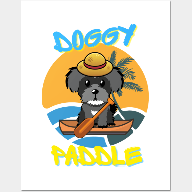 schnauzer doing the doggy paddle on a boat Wall Art by Pet Station